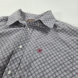 Ariat Long Sleeve Gray Geometric Printed Western Button Up Shirt Size XL